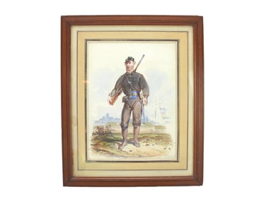 1870 Watercolor of French Franc-Tireur Soldier