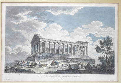 18TH C ENGRAVING, VIEW OF THE TEMPLE OF CONCORDE