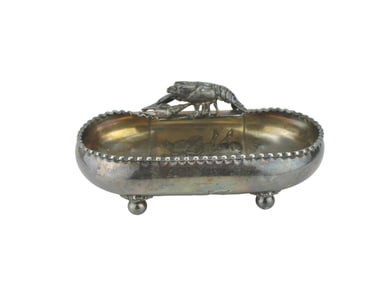 WILCOX SILVER PLATED TRAY WITH LOBSTER FINIAL