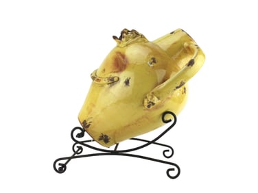 Tuscan Yellow Glazed Pottery Jar with Stand