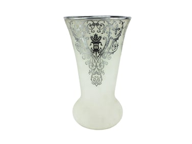 Art Nouveau Sterling Silver Overlay Glass Vase