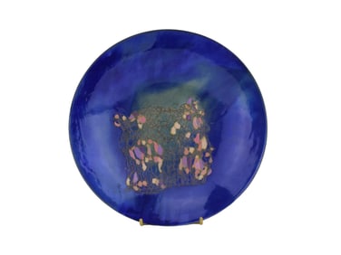Israeli Blue Enamel Copper Plate with Wire Art