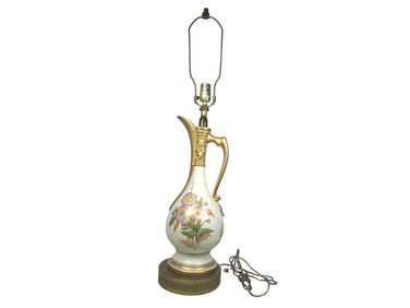 ROYAL WORCESTER PORCELAIN EWER TABLE LAMP
