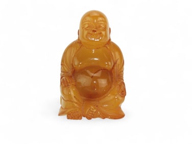 Chinese Amber-Style Carved Buddha Figurine