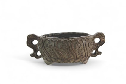 A Chinese Bronze Censer with Mask Handle