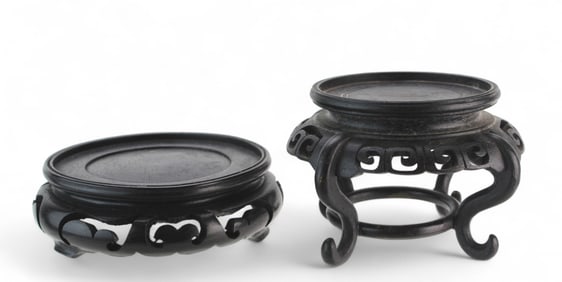Two Chinese Carved Wood Display Stands