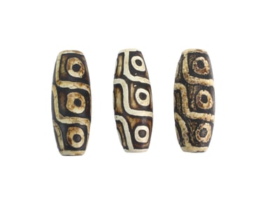 Set of Three Tibetan Nine-Eye Dzi Beads