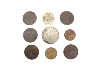 A Group of Nine Assorted Chinese Coins