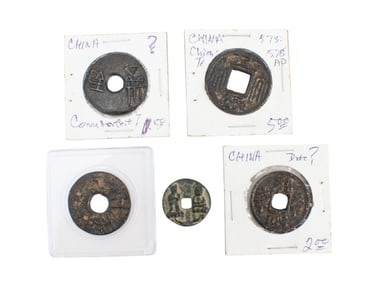 A Group of 5 Chinese Ancient-style Bronze Coins