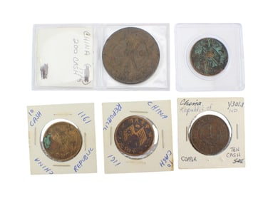 A Group of Five Various Chinese Bronze Coins