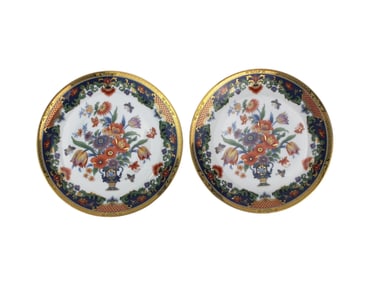 Pair Japanese Floral Gilt Porcelain Plates