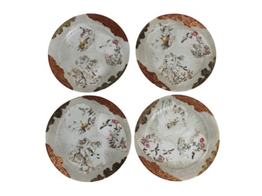 Set of 4 Asian Hand Painted Dishes