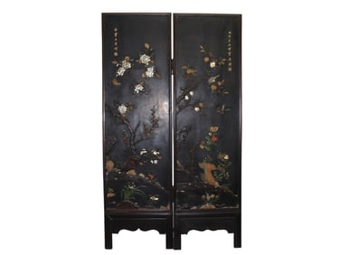 Chinese Soapstone-inlaid Lacquer Room Dividers