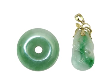 Two Chinese Jadeite Pendants