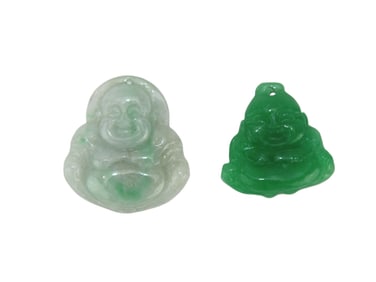 Two Chinese Jadeite Buddha Pendants
