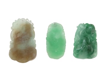 Three Carved Chinese Jade/Jadeite Pendants