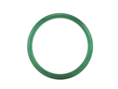 Chinese Green Jadeite Bangle: A polished jadeite bangle of translucent green tone with smooth rounded edges and natural marbling throughout. In good overall condition with minimal surface wear. Measures approx. 57 mm inner diamete