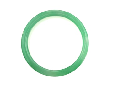 A Wide Polished Green Jadeite Bangle