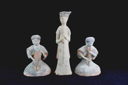 Three Chinese Tang Pottery Figurines