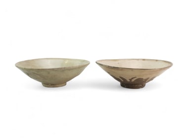 Pair of Glazed Chinese Conical Bowls
