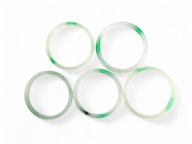 Five Translucent Green-White Jadeite Kid Bangles