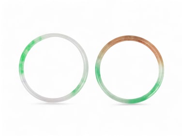 Two Translucent Jadeite Bangles with Color Zoning