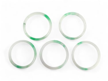 Five Small Green-White Jadeite Kid Bangles