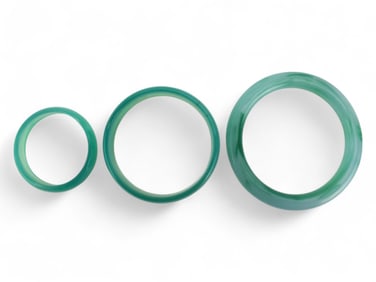 Set of Three Gray Green Agate Bangles
