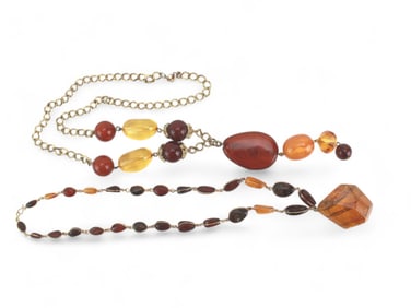 Two Amber or Amber Style Necklaces