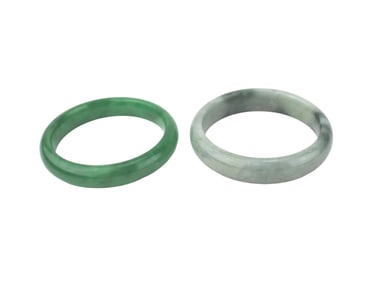TWO JADEITE BANGLE BRACELETS