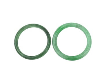 TWO JADEITE BANGLE BRACELETS