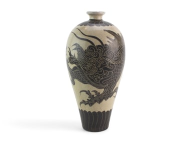Chinese Cizhou Ware Dragon Meiping Vase
