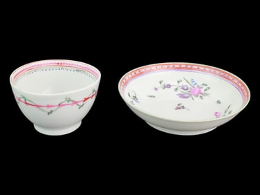Chinese Export Famille Rose Tea Bowl and Saucer