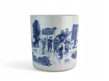 A Large Chinese Blue/White Brush Pot