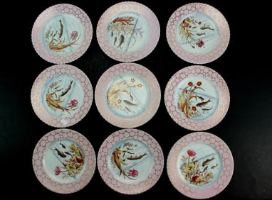 Nine Victoria Carlsbad Austria Fish Plates