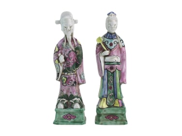 Pair of Chinese Famille Rose Figures