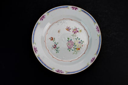 Chinese 18th C. Famille Rose Floral Plate