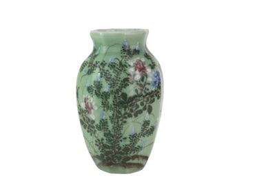 Pea Green Enamel Glass Vase