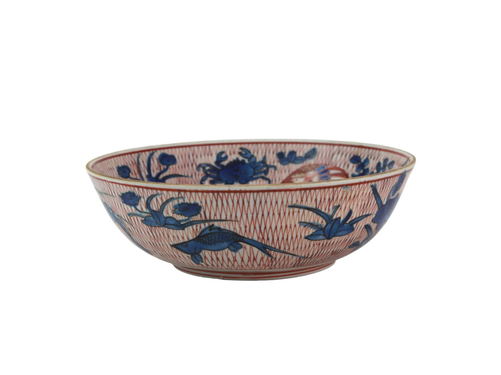 Japanese Imari Fish and Phoenix Porcelain Bowl