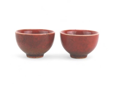 Two Chinese Oxblood Glazed Tea Cups