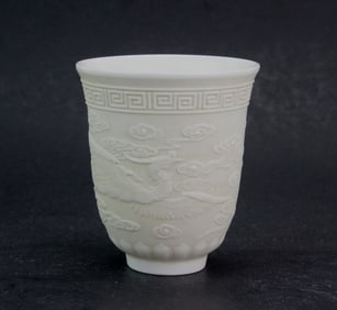 One Chinese White Porcelain Phenix Tea Cup