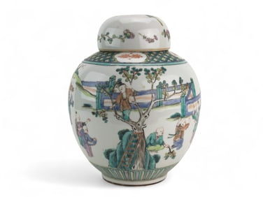 Chinese Famille Verte Lidded Ginger Jar