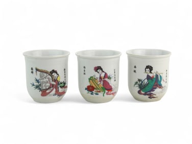 Three Chinese Porcelain Tea Cups