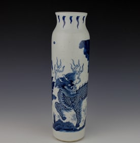 CHINESE B/W PORCELAIN VASE WITH QILIN MOTIF