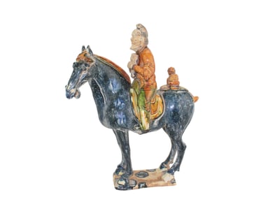 Chinese Sancai-Glazed Horse and Rider Figurine