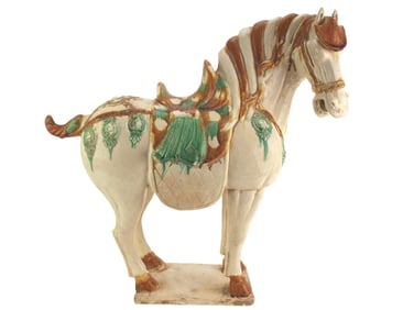 CHINESE SAN CAI GLAZED TERRACOTTA HORSE