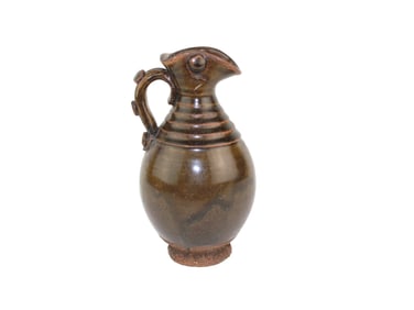 CHINESE BROWN-GLAZED BIRD FORM EWER