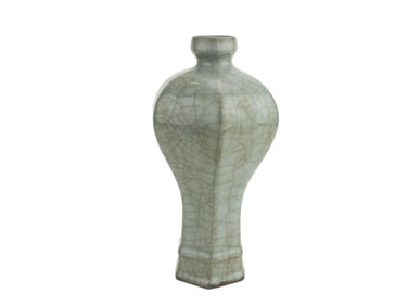 A Chinese Celadon Glazed Hexagonal-Form Vase