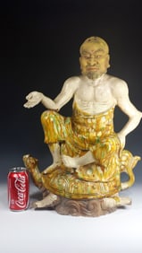 Chinese Sancai-Glazed Arhat Figure on Turtle