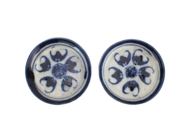 Two Chinese Blue & White Porcelain Saucers